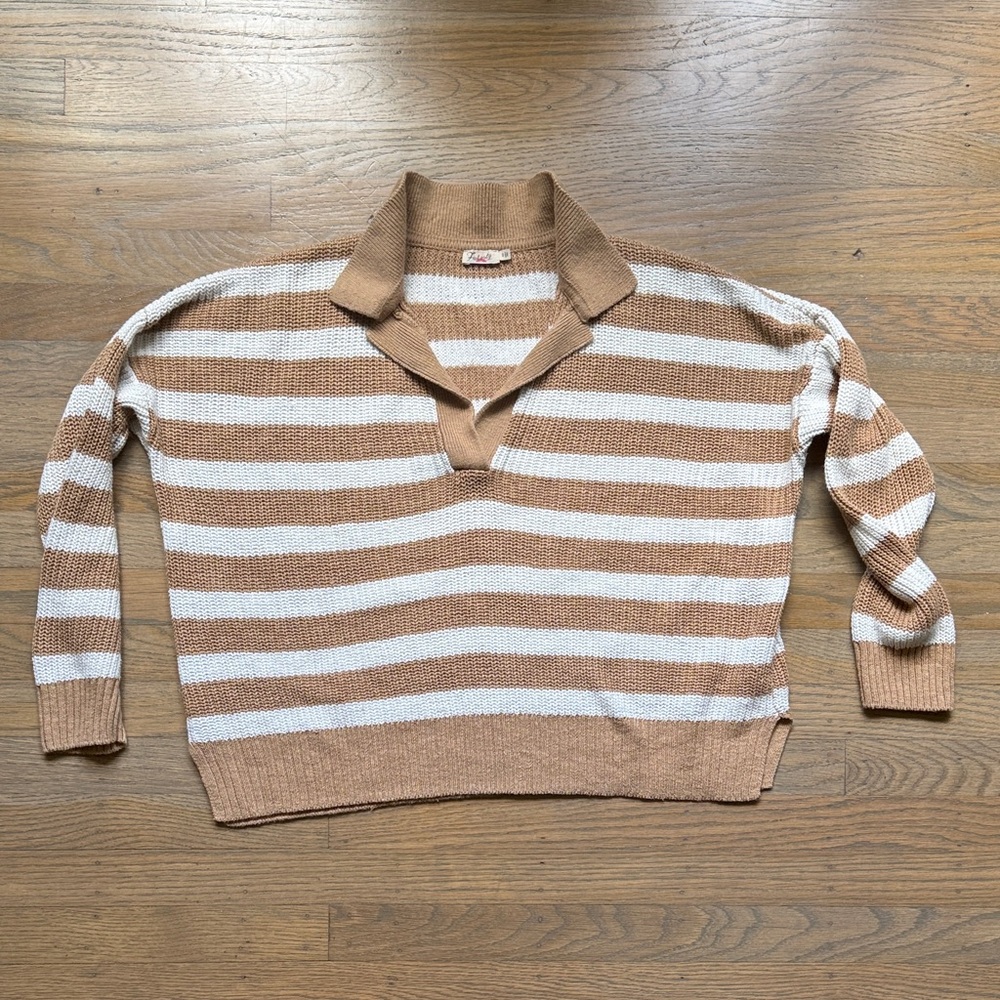 Faherty Miramar Linen Striped Sweater Polo size Small
